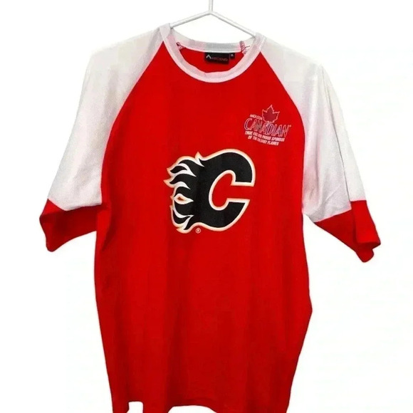 Ascend Calgary Flames, short sleeve jersey  w Molson Canadian logo - Picture 1 of 6